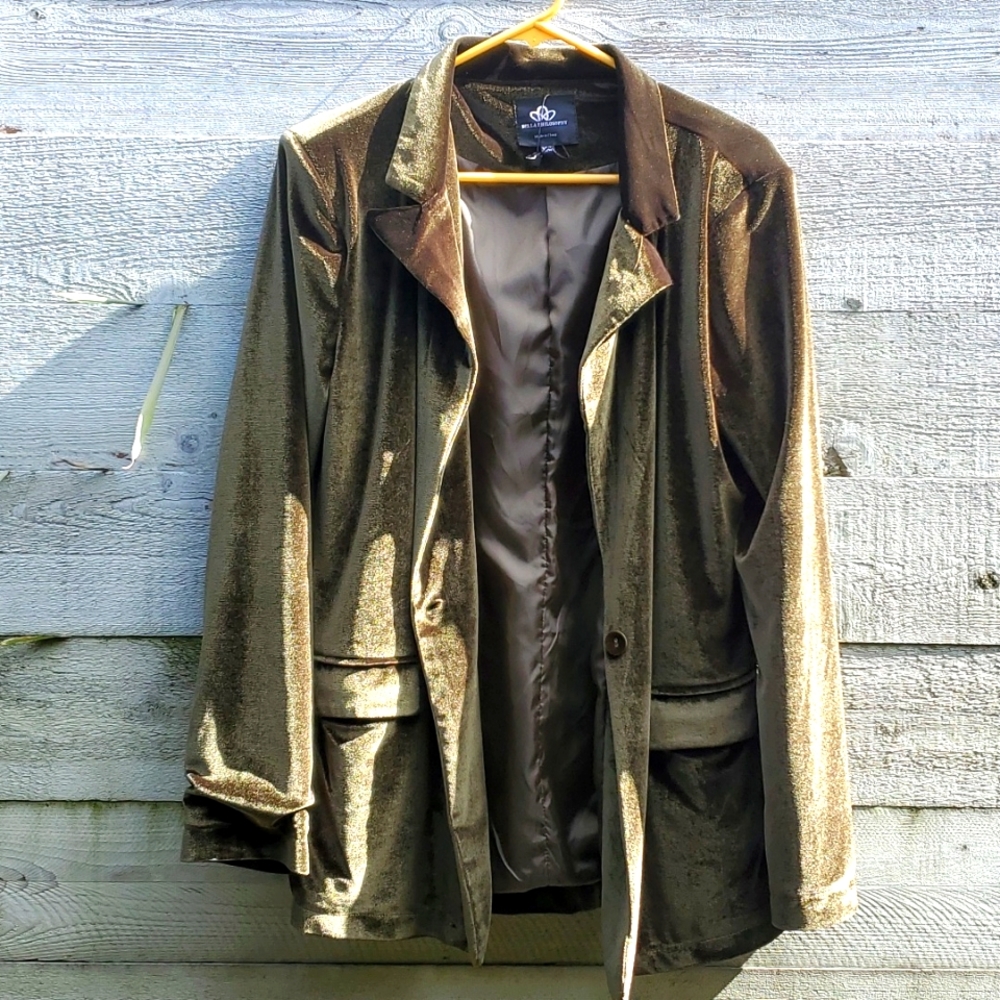 Bella Philosophy Crushed velvet green blazer